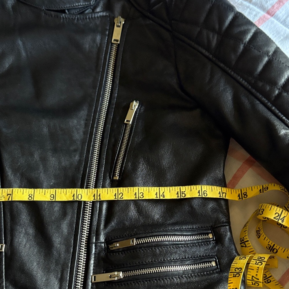 Source Unknown Black Leather Biker Jacket 100% Sheep Leather - Picture 9 of 13